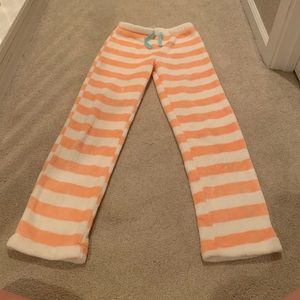 Orange and white fuzzy striped kids pants